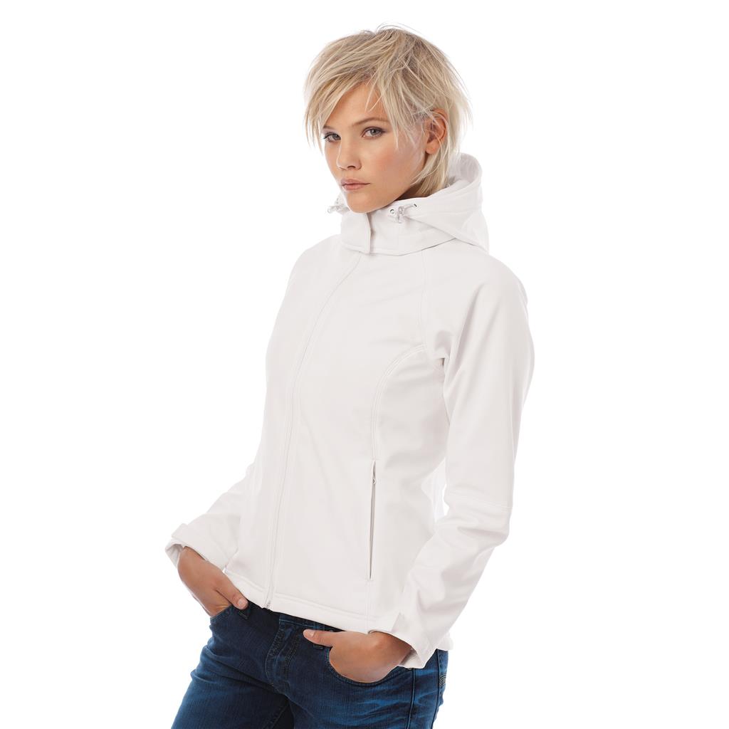 dames jas hooded softshell wit