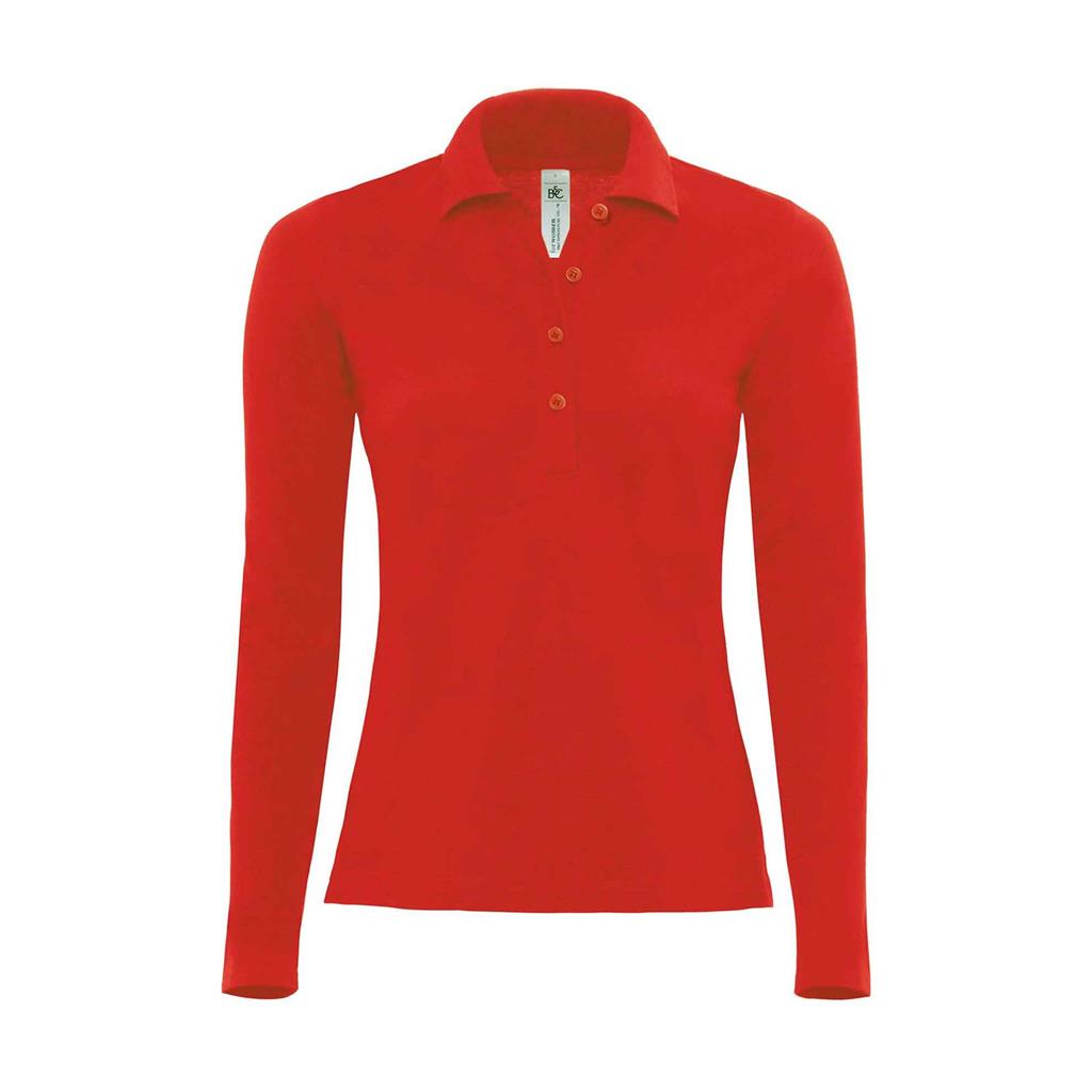 dames polo met lange mouwen rood