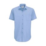 heren blouse Smart korte mouw busuness blauw